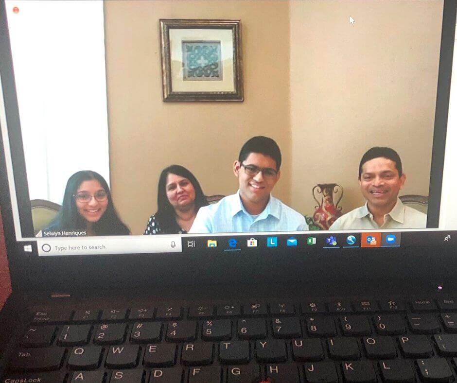 Ian Henriques, winner of the 2020 Dr. Nelson Ying Science Competition, and family