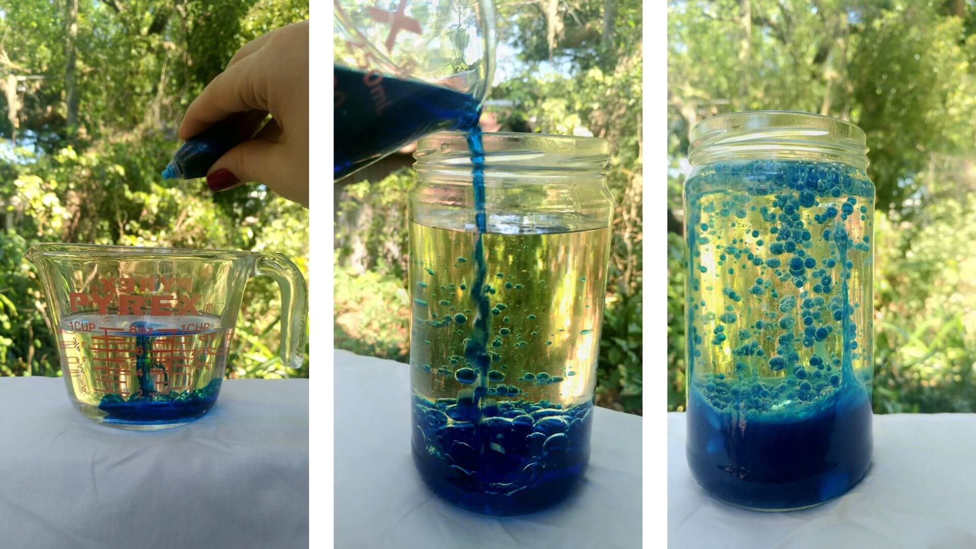 Steps to create a DIY density lava lamp experiment from Orlando Science Center