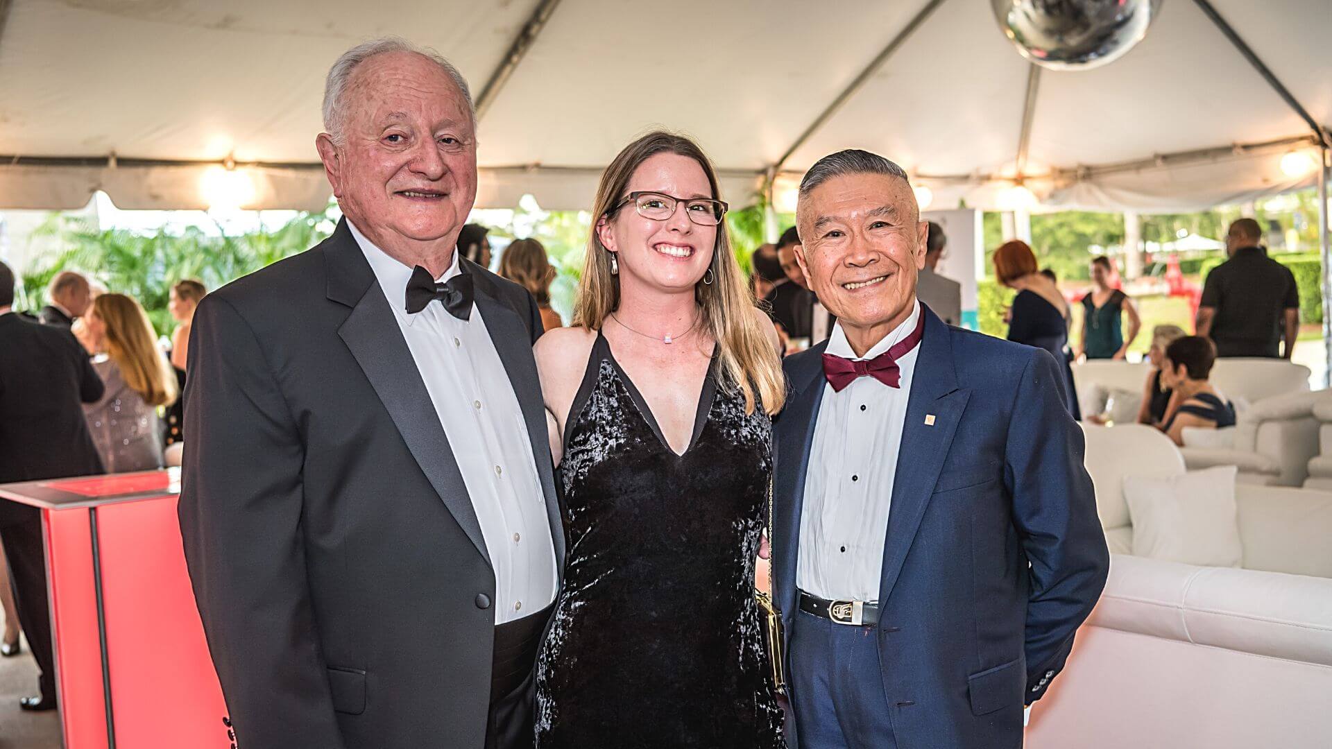Dr. Morgan Cable with Dr. Nelson Ying and Fred Curtis at Galaxy Gala
