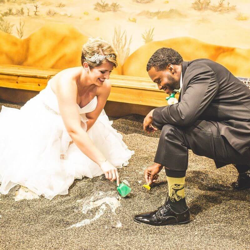 Best Wedding Portrait Backdrops in Orlando - digging for dinosaurs