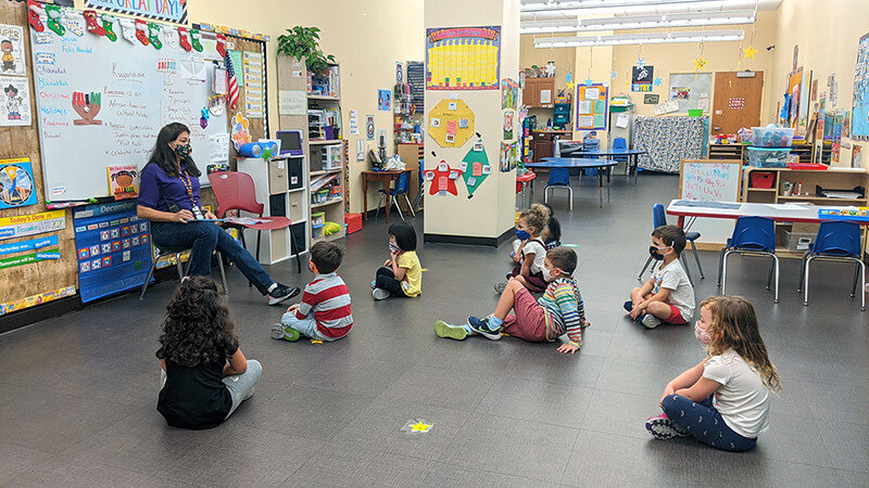 Social distanced preschool classroom at Orlando Science Center.