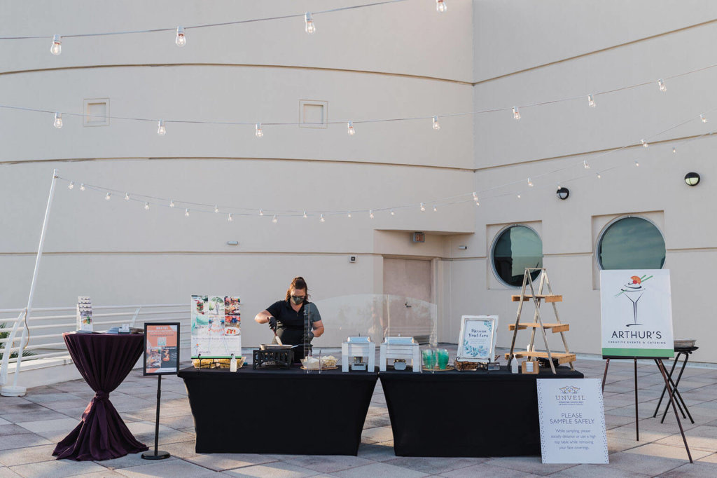 Caterer preparing food
