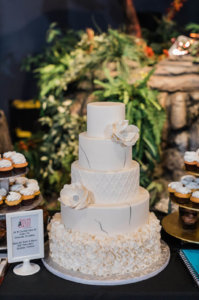 A white wedding cake