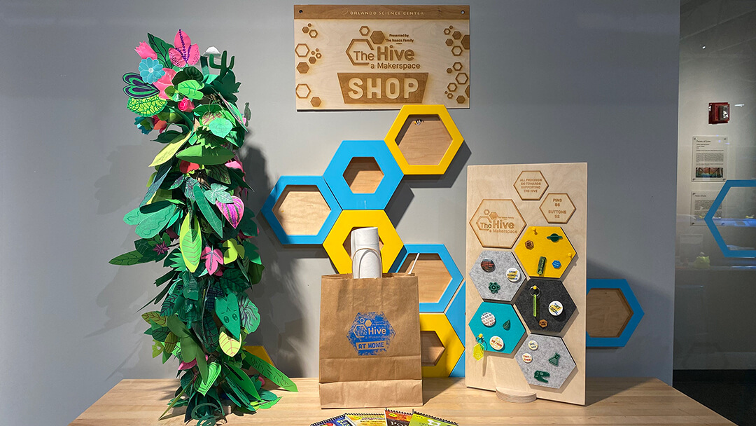 The Hive Shop featuring Hive at Home kits, custom buttons, keychains, and more!