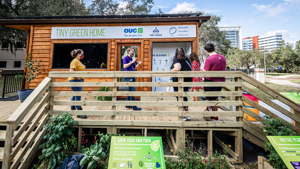 Image of guests outside Tiny Green Home