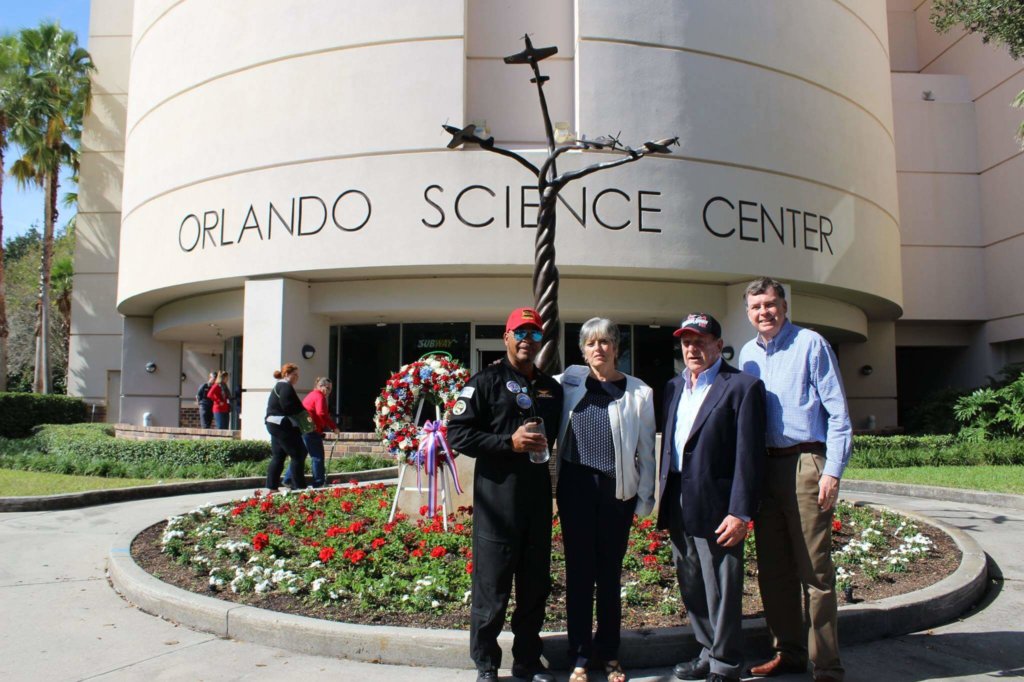 Photo of Red Tails Monument outside Orlando Science Center.