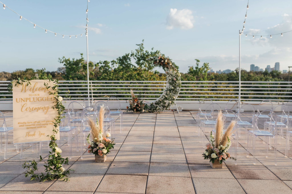 Orlando Science Center Terrace decorated for a wedding
