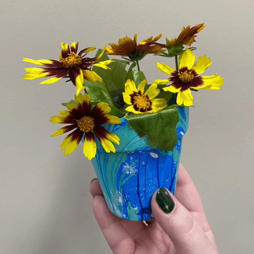 the completed Hydro-Dipped Painted Pot