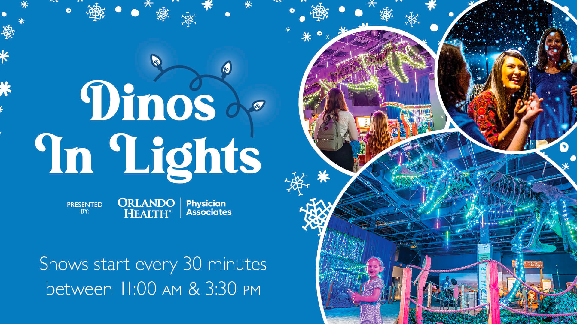 DIL_2024_Social_DS_1920x1080 Dinos In Lights - Presenting Sponsor Orlando Health Physician Associates. Shows start every 30 minutes between 11:00 am & 3:30 pm.