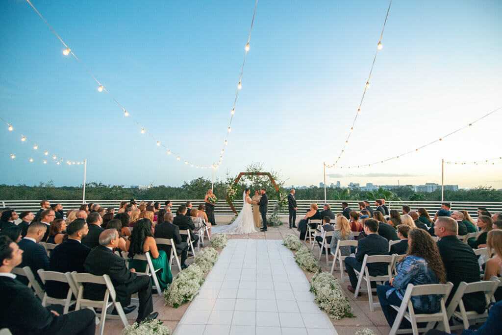 Unveil1 Wedding event setup on the FINFROCK Terrace.