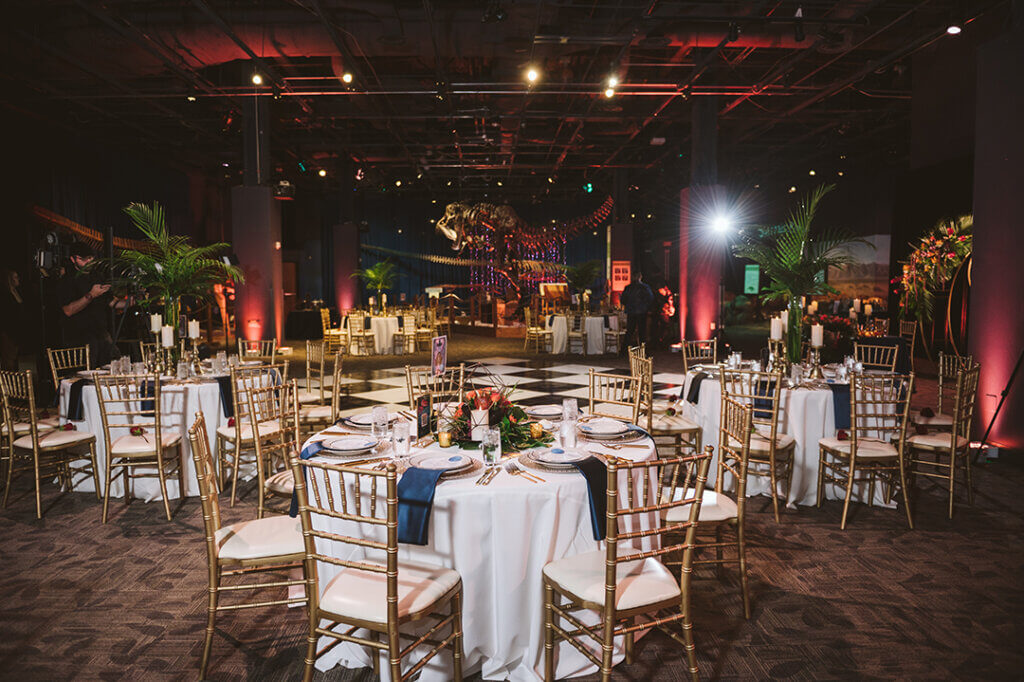 Unveil6 Wedding display setup in DinoDigs exhibit.