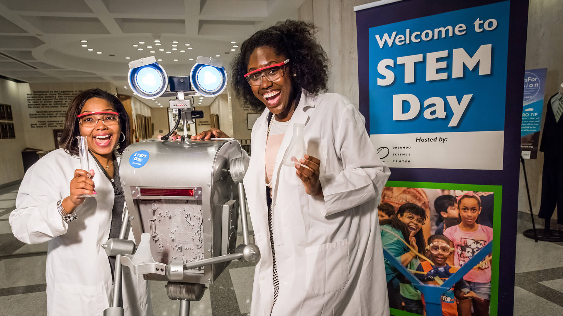 Two women during Welcome to STEM Day event.