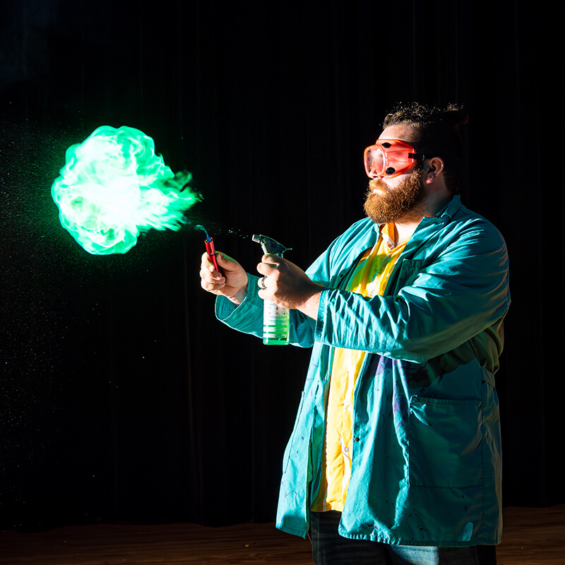 Onstage explosion during KABOOM live show.